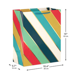 13" Multicolor Diagonal Stripes Large Gift Bag