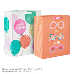 Sunglasses and Balloons 2-Pack Birthday Gift Bag Bundle