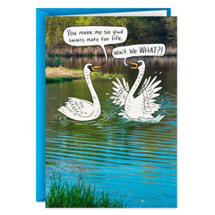 Mate for Life, Swans Funny Anniversary Card for Spouse