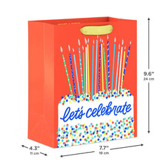 9.6" Cake and Candles Let's Celebrate Medium Birthday Gift Bag
