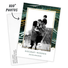 Elegant Evergreen Marble Flat Holiday Photo Card