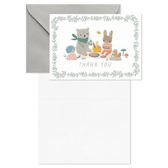 Bear and Bunny Picnic Blank Baby Thank You Notes, Pack of 10