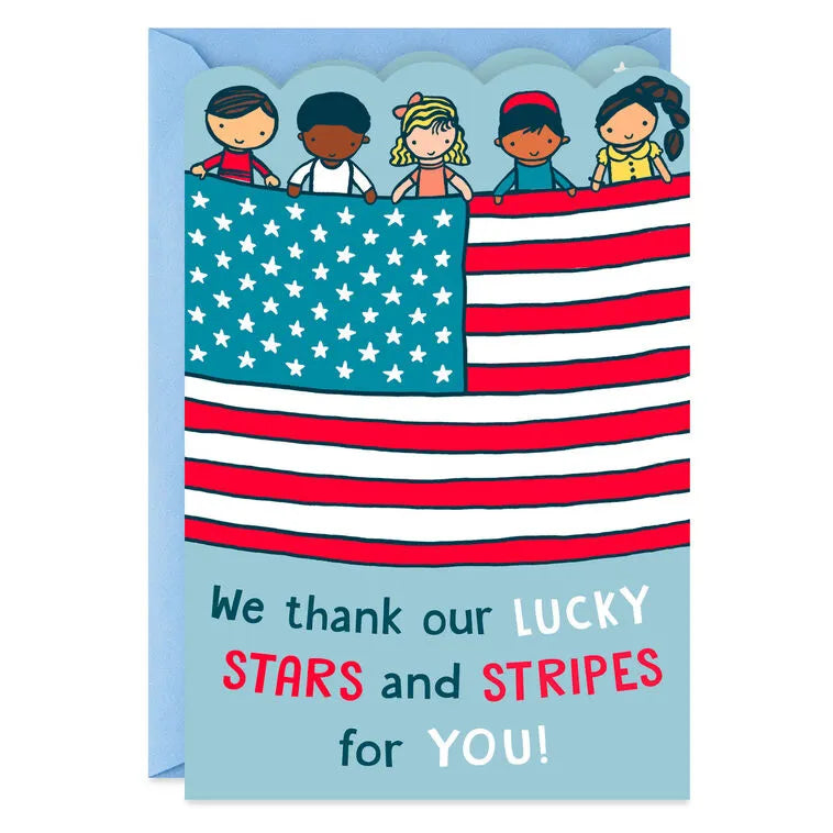 Thank Our Lucky Stars and Stripes Veterans Day Card