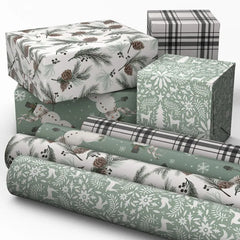 Through the Woods 4-Pack Assorted Holiday Wrapping Paper Roll Bundle, 100 sq. ft. total