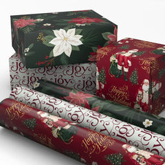 Tidings of Joy 3-Pack Assortment Wrapping Paper Roll Bundle, 120 sq. ft. total
