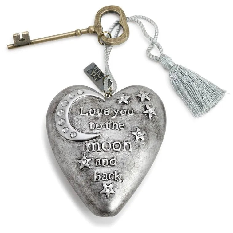To the Moon Art Heart Sculpture, 4"
