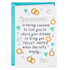 Love, Dreams and Toilet Paper Funny Wedding Card