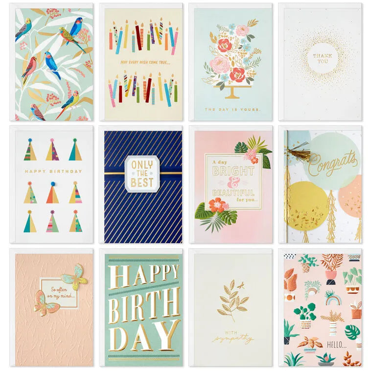 Touch of Elegance Assorted Boxed All-Occasion Cards, Pack of 12