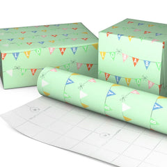 Hello Baby Pennants on Mint Green Wrapping Paper Roll, 20 sq. ft.