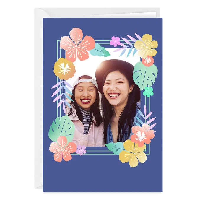 Bold and Bright Floral Frame Custom Card