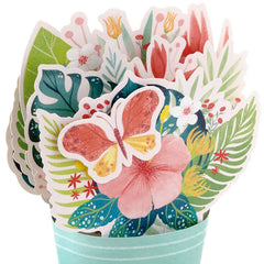 Tropical Flower Bouquet 3D Pop-Up Birthday Card