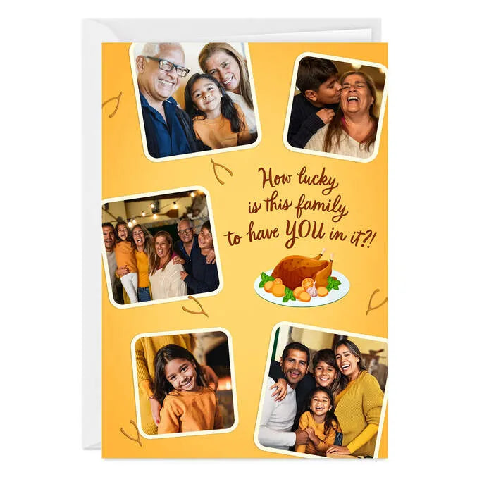 Lucky Family Photo Collage Custom Thanksgiving Card