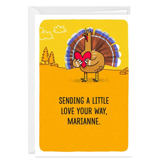 Turkey Sending Love Custom Thanksgiving Card