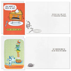 Big Slice of Gratitude Assorted Funny Thanksgiving Cards, Pack of 16