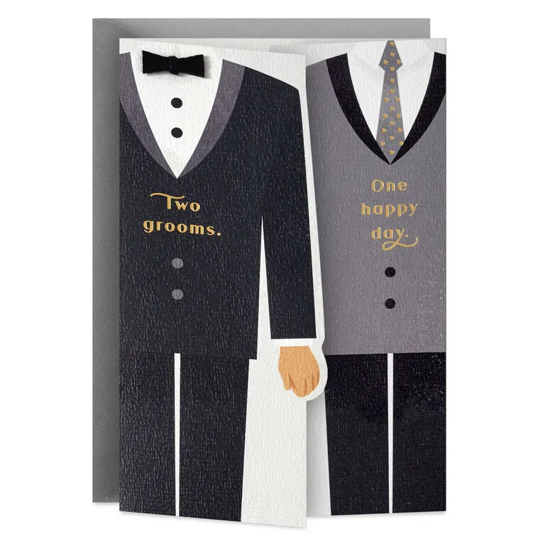 Two Grooms, One Happy Day Wedding Card for Couple