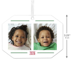 Two-Photo Metal Personalized Ornament, Custom Photo and Text