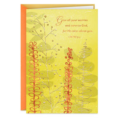 In God's Hands and In My Prayers Religious Encouragement Card