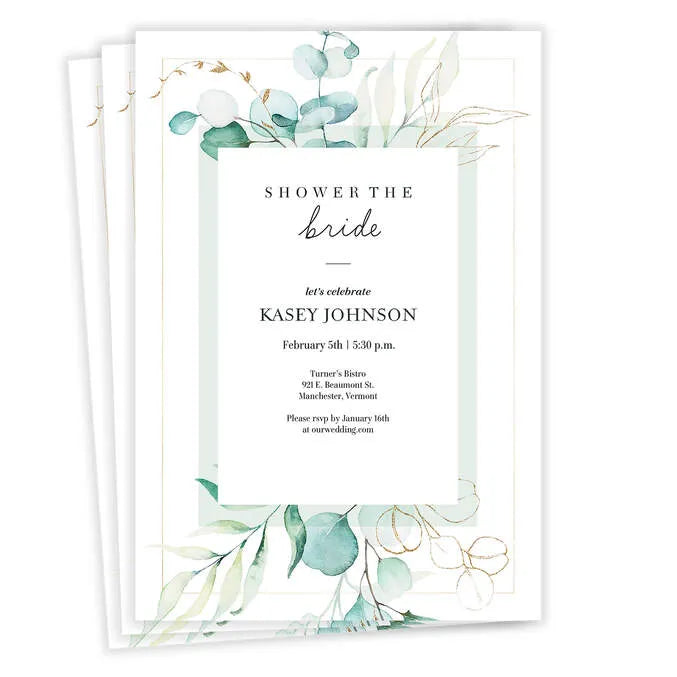 Watercolor Eucalyptus Bridal Shower Invitation