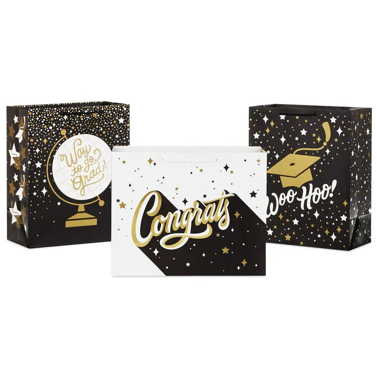 Way to Go 3-Pack Assorted Large Graduation Gift Bags