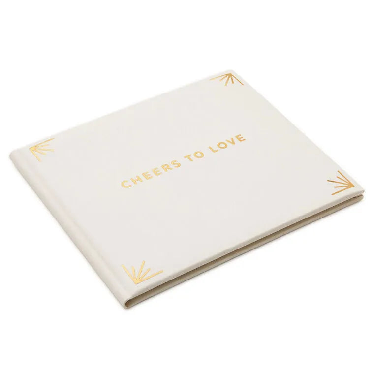 Cheers to Love Gold on Cream Linen Guest Book