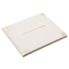 Cheers to Love Gold on Cream Linen Guest Book