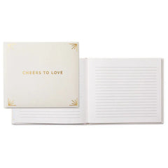 Cheers to Love Gold on Cream Linen Guest Book