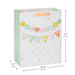 13" Welcome Baby Banner Large Gift Bag