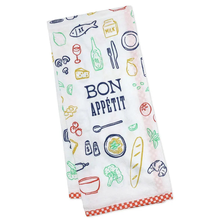 Bon Appétit Food Icons Tea Towel, 18x24