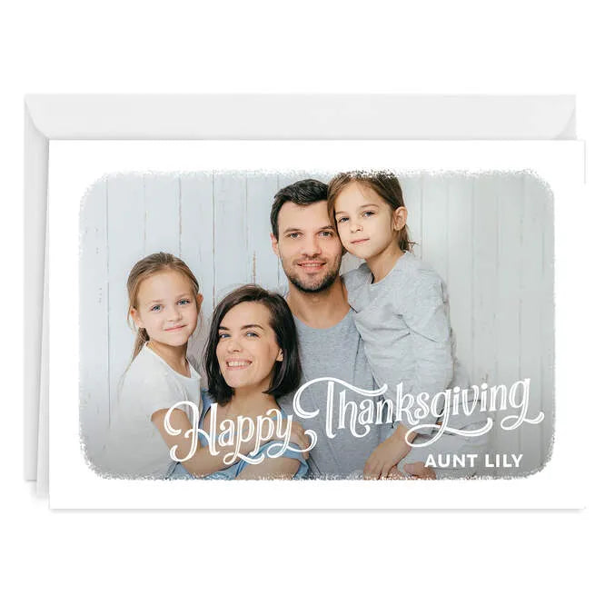 White Frame Horizontal Custom Thanksgiving Card