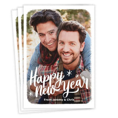 White Frame Flat New Year Photo Card