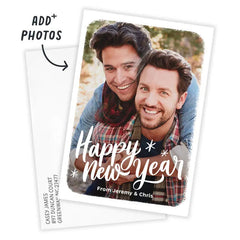 White Frame Flat New Year Photo Card