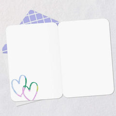 White Heart on Colorful Abstract Print Blank Card