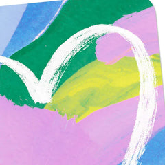 White Heart on Colorful Abstract Print Blank Card