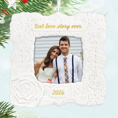 Best Love Story Ever 2026 Porcelain Personalized Ornament, Custom Photo