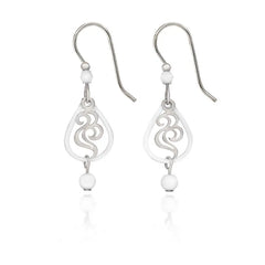 Silver Forest White and Silver-Tone Open Teardrop Earrings