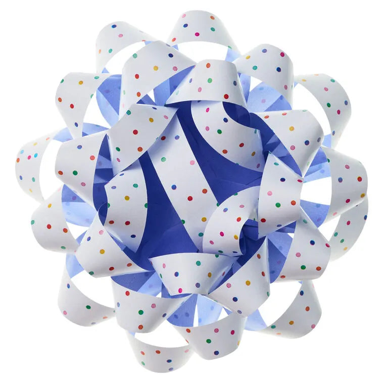 4.6" Colorful Mini Dots on White Gift Bow