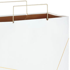 White With Gold Large Square Gift Bag, 10.4"