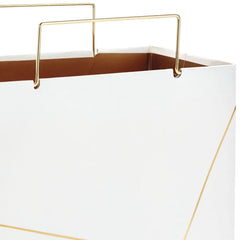 White With Gold Medium Square Gift Bag, 7.7"
