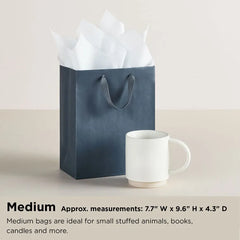 White With Gold Medium Square Gift Bag, 7.7"
