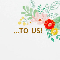 Pink and Coral Flowers With Greenery Anniversary Card for Spouse