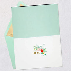 Pink and Coral Flowers With Greenery Anniversary Card for Spouse