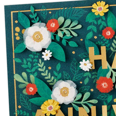 Pink and Coral Flowers With Greenery Anniversary Card for Spouse