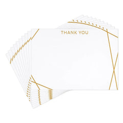 Contemporary Gold Lines Flat Blank Thank You Notes, Pack of 10