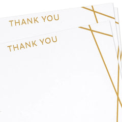 Contemporary Gold Lines Flat Blank Thank You Notes, Pack of 10