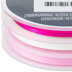 Light Pink/White/Metallic Hot Pink 3-Pack Curling Ribbon, 90' total