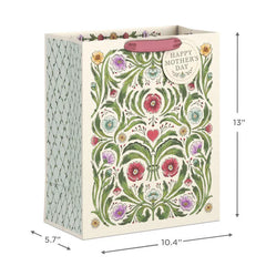 13" Symmetrical Floral Large Mother's Day Gift Bag