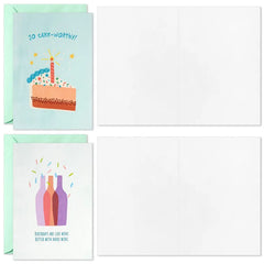 Cake-Worthy Celebrations Assorted Funny Blank Birthday Cards, Pack of 16