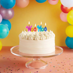 Multicolor "Woo Hoo" Birthday Candles, Pack of 2