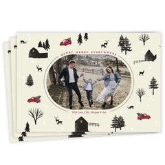 Woodland Farm Truck Flat Christmas Photo Card