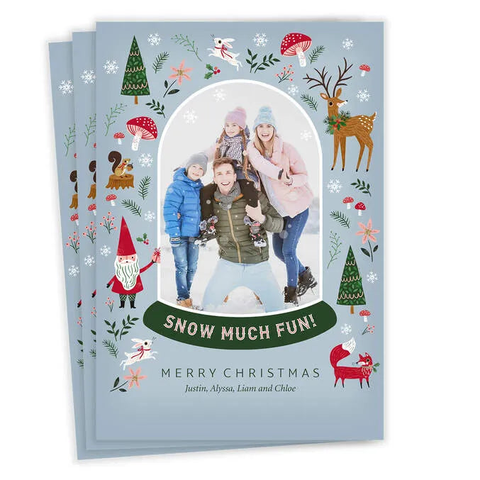 Snow Much Fun Flat Christmas Photo Card